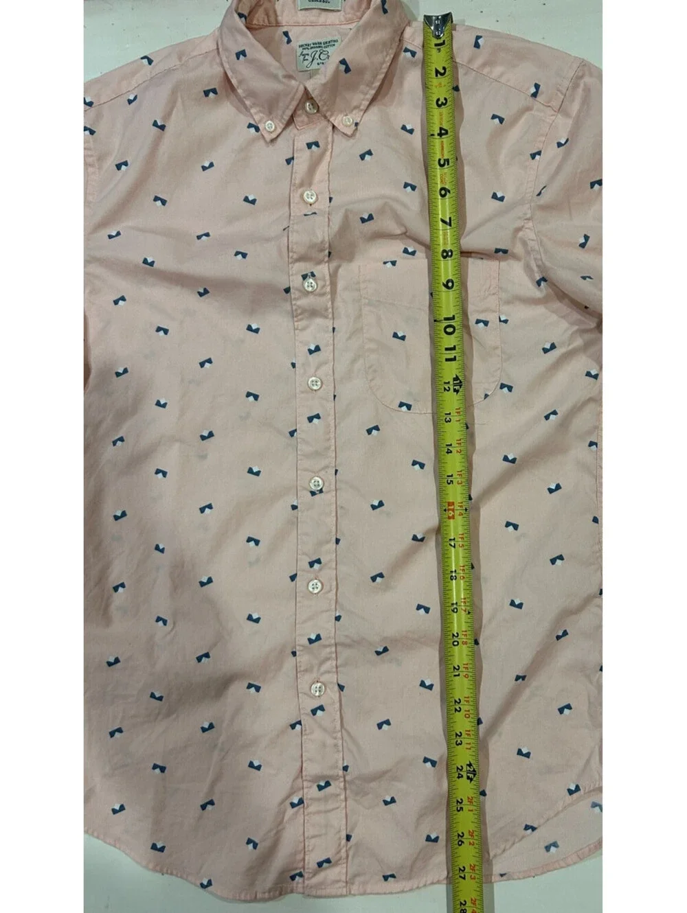 J.Crew Classic Oxford Mens Pink Short Sleeve Slim Button Down Shirt Size S